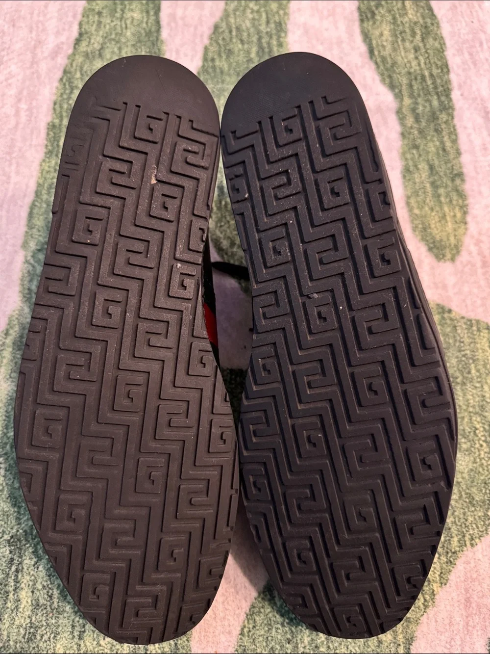 Gucci Black Leather Sneakers with Green and Red Web Stripe